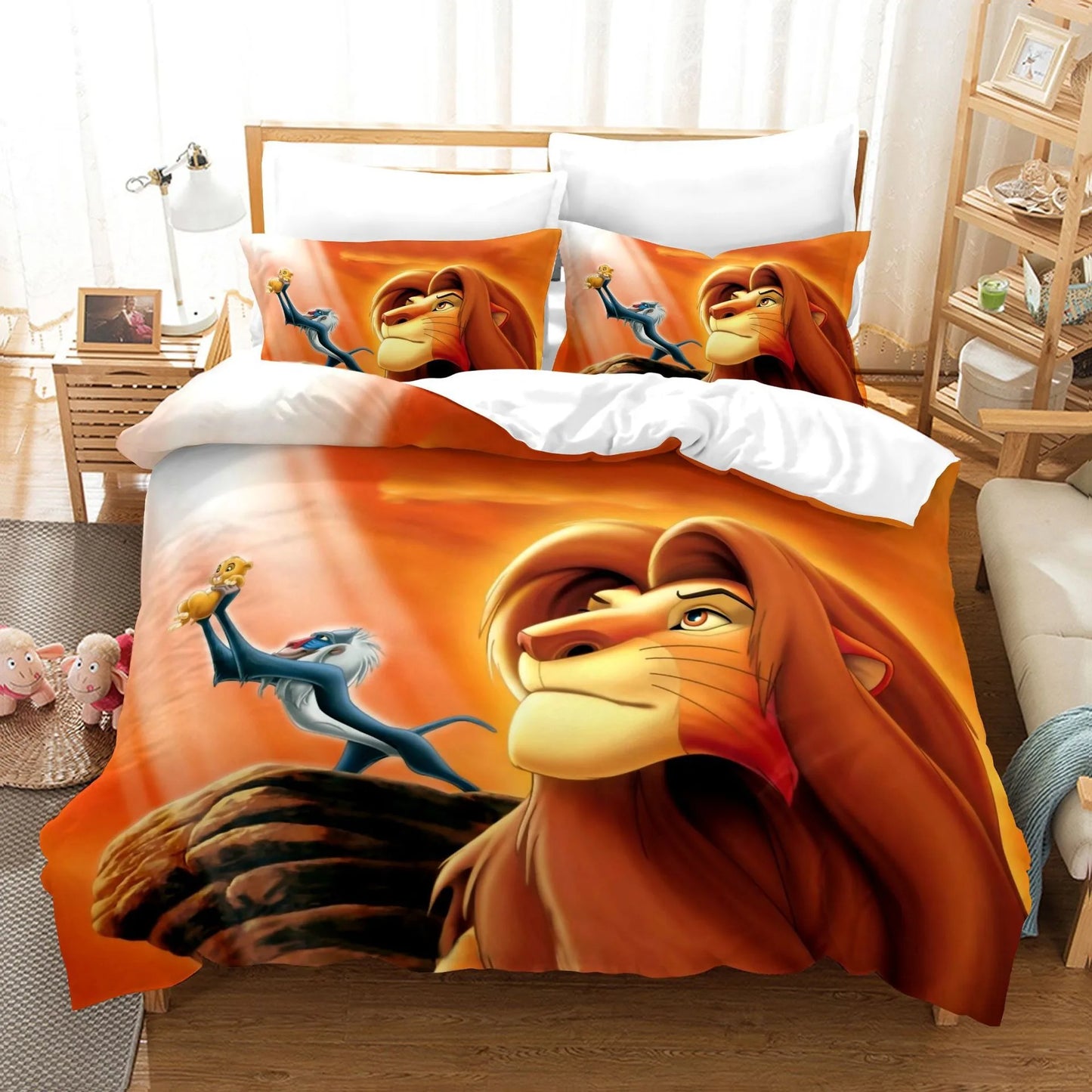 Animation Simba Bedding Set Lion King Bedding Set for Boy Kids Single Twin Size Duvet Cover Kids Teen Gifts