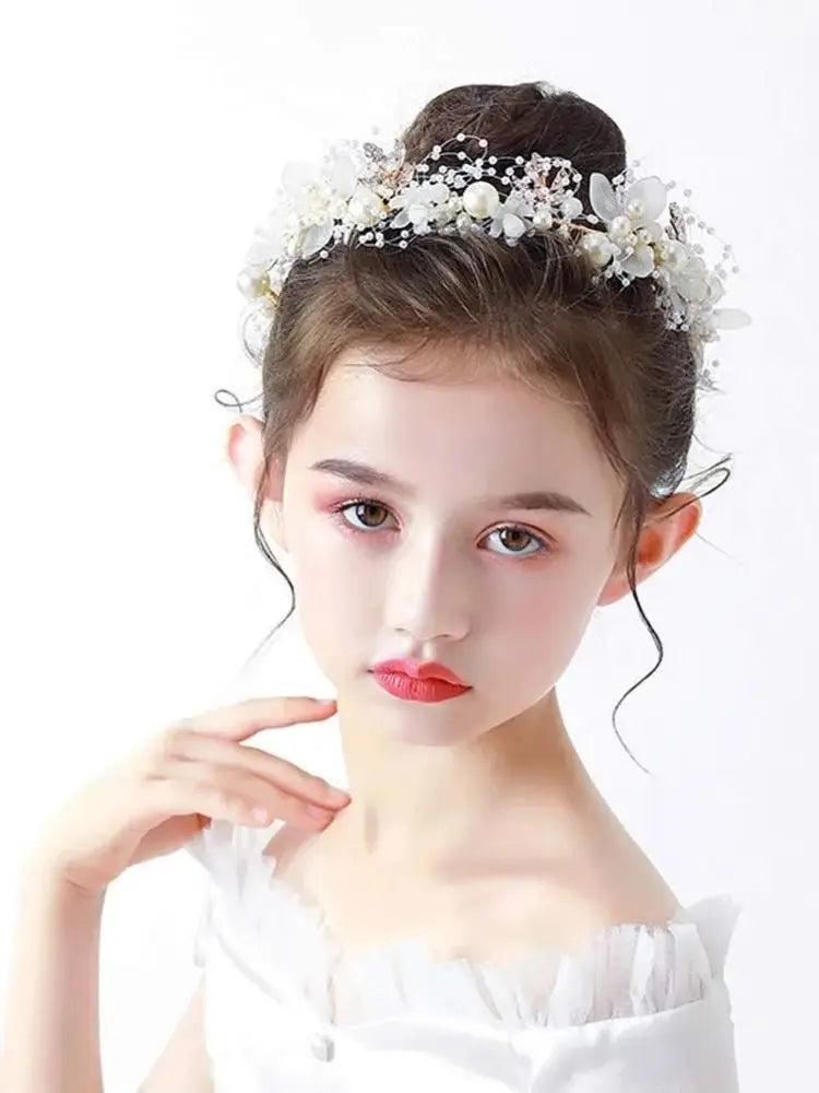 Headband Wedding Flower Girls Rhinestone Pearl Crystal Beads