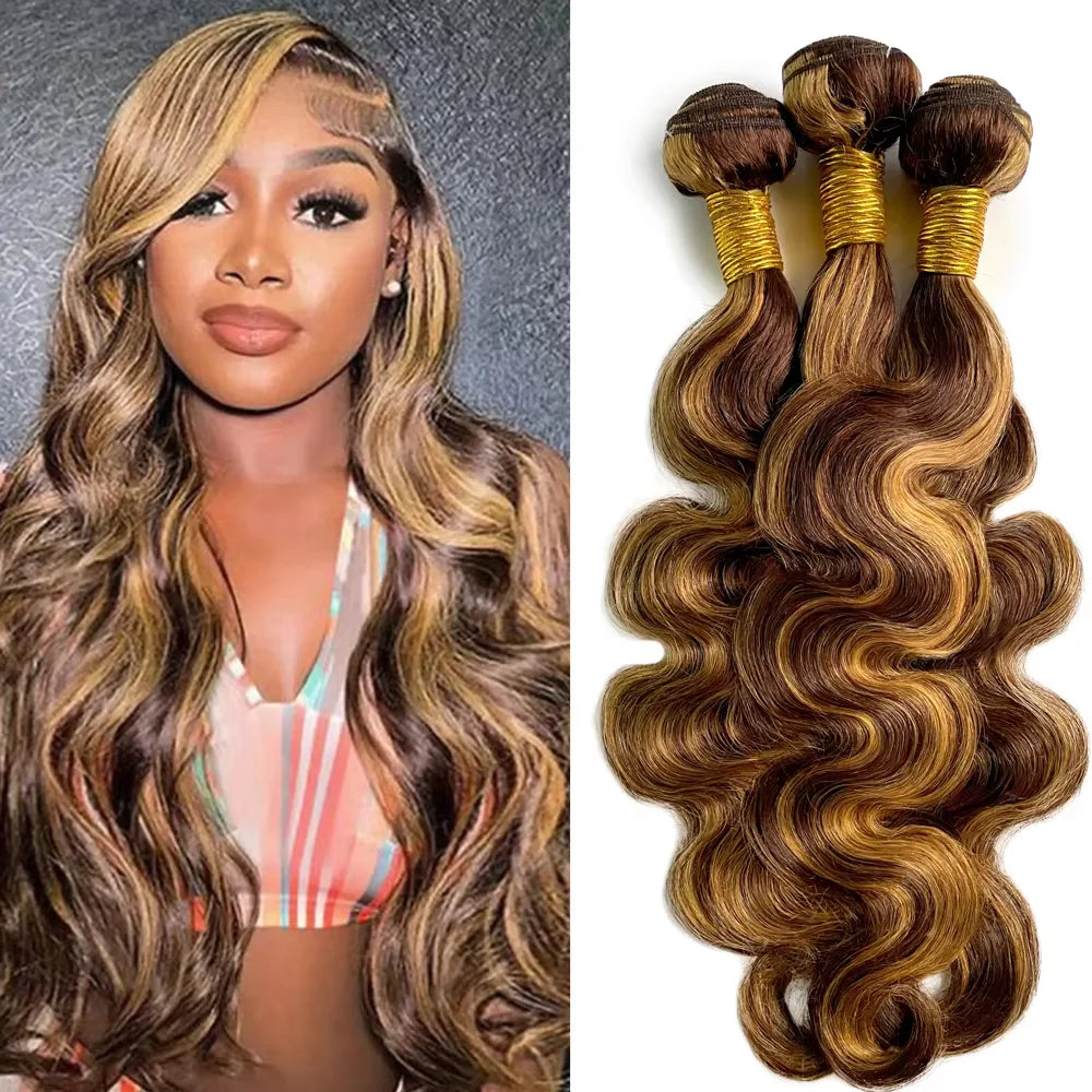 30 50Inch Colored Blonde 613 Body Wave Bundles Human Hair