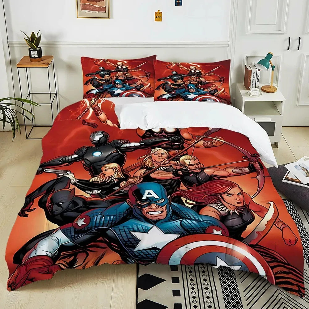 Marvel Bedding Set Superhero Cartoon Duvet Cover Pillow Case