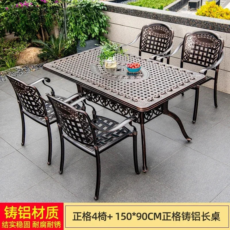 Waterproof Sunscreen Leisure Chairs Outdoor Metal Garden Furniture Set for Patio European Retro Style