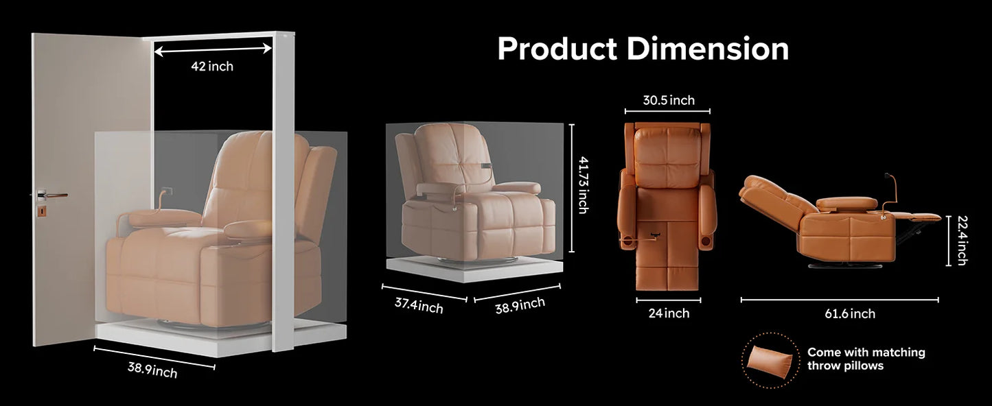 MAMAZING Electric Nursery Glider Recliner Breastfeeding Chair with USB Port Adjustable Armrests and Storage FSC Certified Mocha