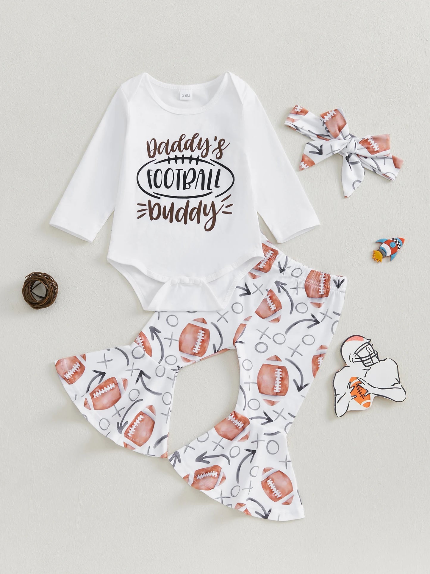 Baby Girls 3Pcs Fall Outfits Long Sleeve Romper Set