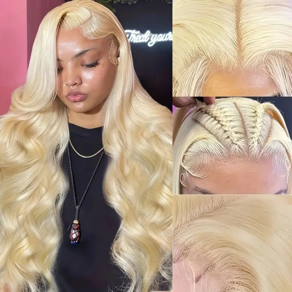 Blonde Body Wave Lace Front Wig HD Transparent 613 40 Inch