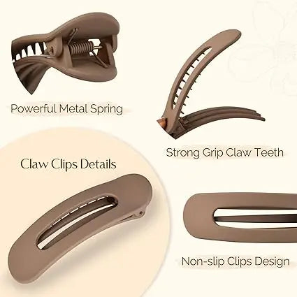 5-Pack Matte Lay Flat Claw Clips Non Slip Multi Style Hair Accessories for Women Girls Wedding and Party Hair Decor