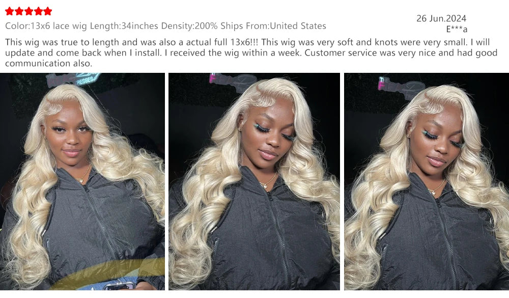 Blonde Body Wave Lace Front Wig HD Transparent 613 40 Inch
