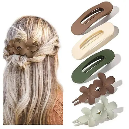 5-Pack Matte Lay Flat Claw Clips Non Slip Multi Style Hair Accessories for Women Girls Wedding and Party Hair Decor