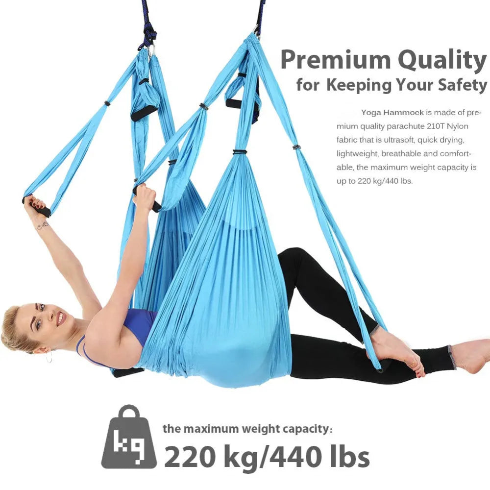 Parachute Fabric Yoga Hammock Inversion Therapy 6 Grip