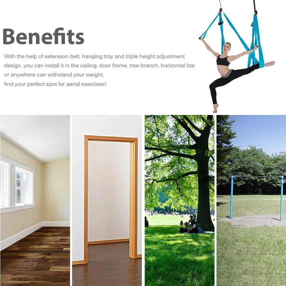 Parachute Fabric Yoga Hammock Inversion Therapy 6 Grip