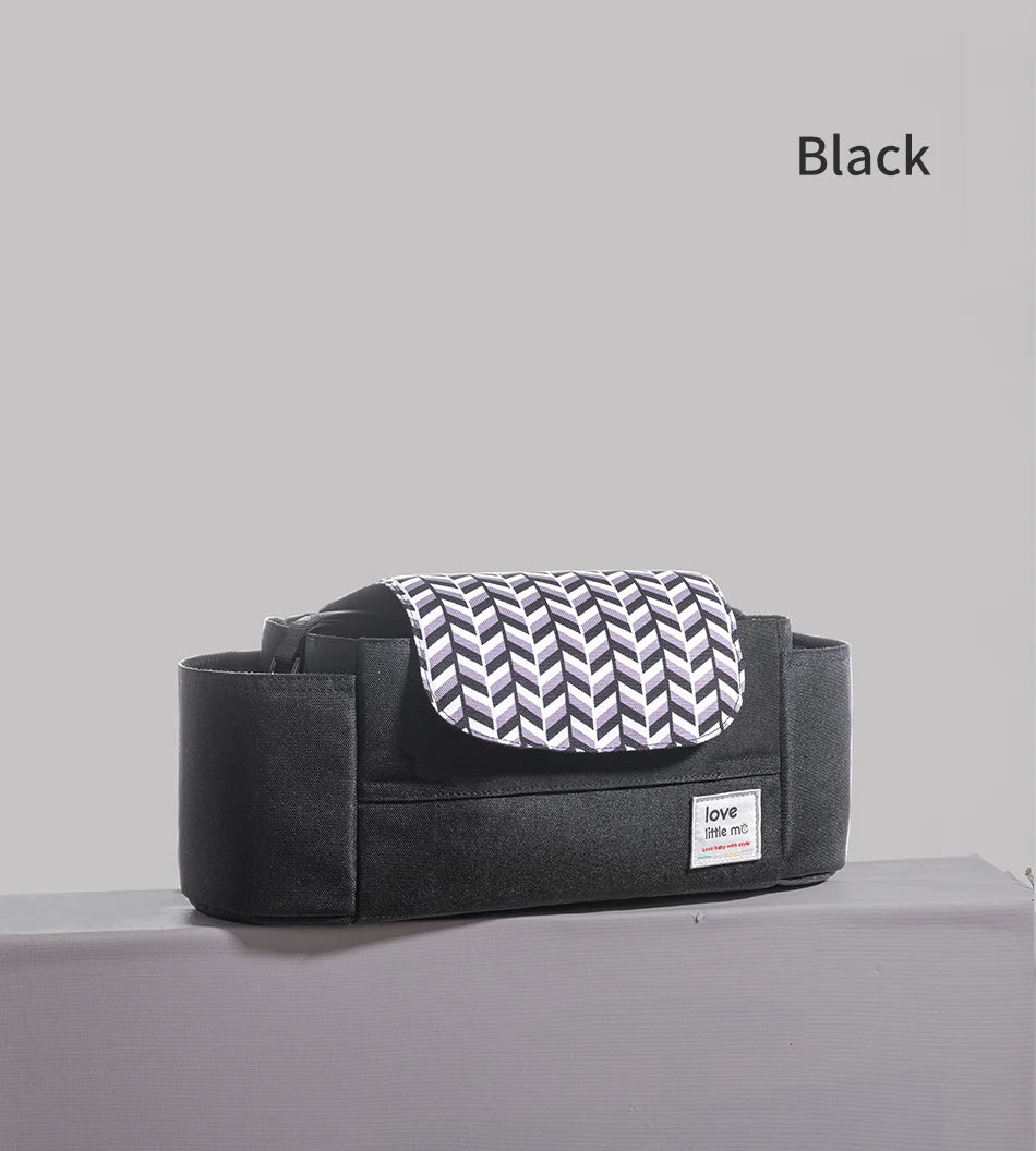 Universal Baby Stroller Organizer Expandable Diaper Bag with Shoulder Strap Cup Holder and Zipper Pocket Travel Accessory