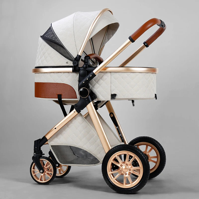 Luxury Baby Stroller 3 in 1 High Landscape Cart Can Sit Lie