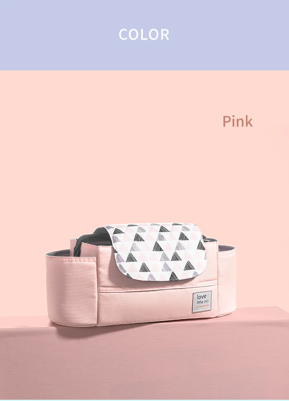 Universal Baby Stroller Organizer Expandable Diaper Bag with Shoulder Strap Cup Holder and Zipper Pocket Travel Accessory