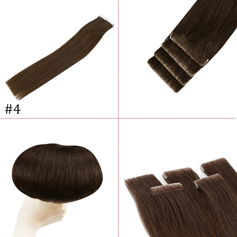 [12 Months] Ugeat Invisible Tape In Human Hair Extensions