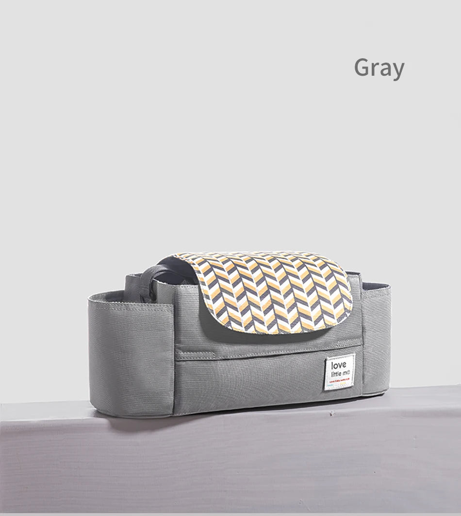 Universal Baby Stroller Organizer Expandable Diaper Bag with Shoulder Strap Cup Holder and Zipper Pocket Travel Accessory
