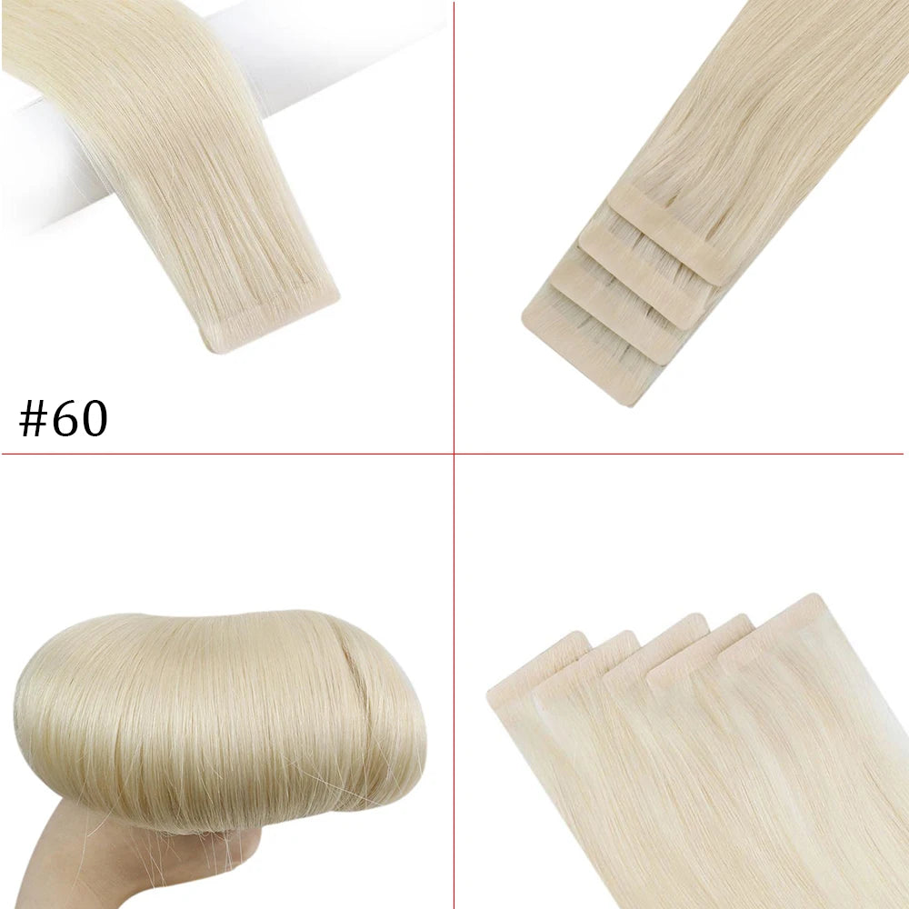 [12 Months] Ugeat Invisible Tape In Human Hair Extensions