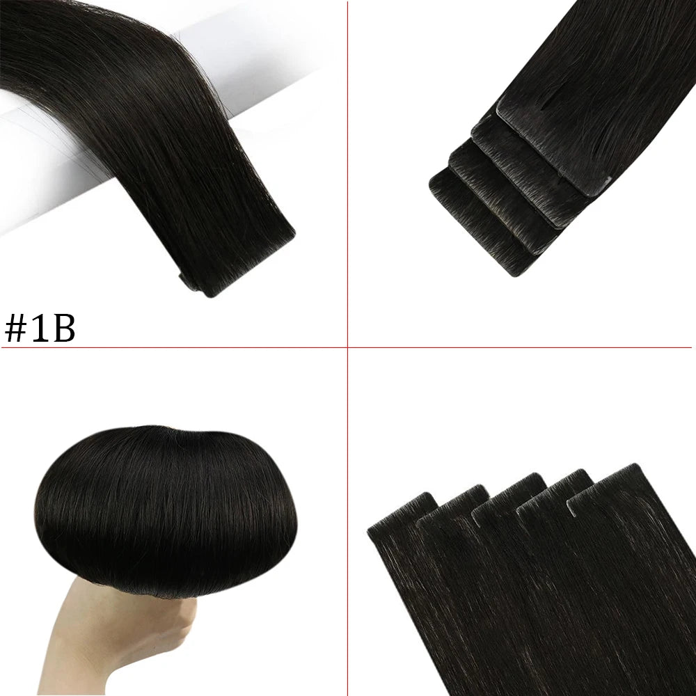 [12 Months] Ugeat Invisible Tape In Human Hair Extensions