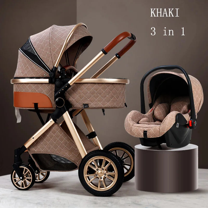 Luxury Baby Stroller 3 in 1 High Landscape Cart Can Sit Lie