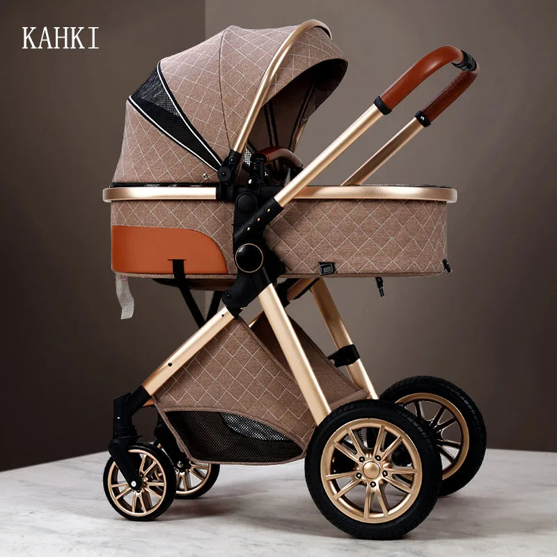 Luxury Baby Stroller 3 in 1 High Landscape Cart Can Sit Lie