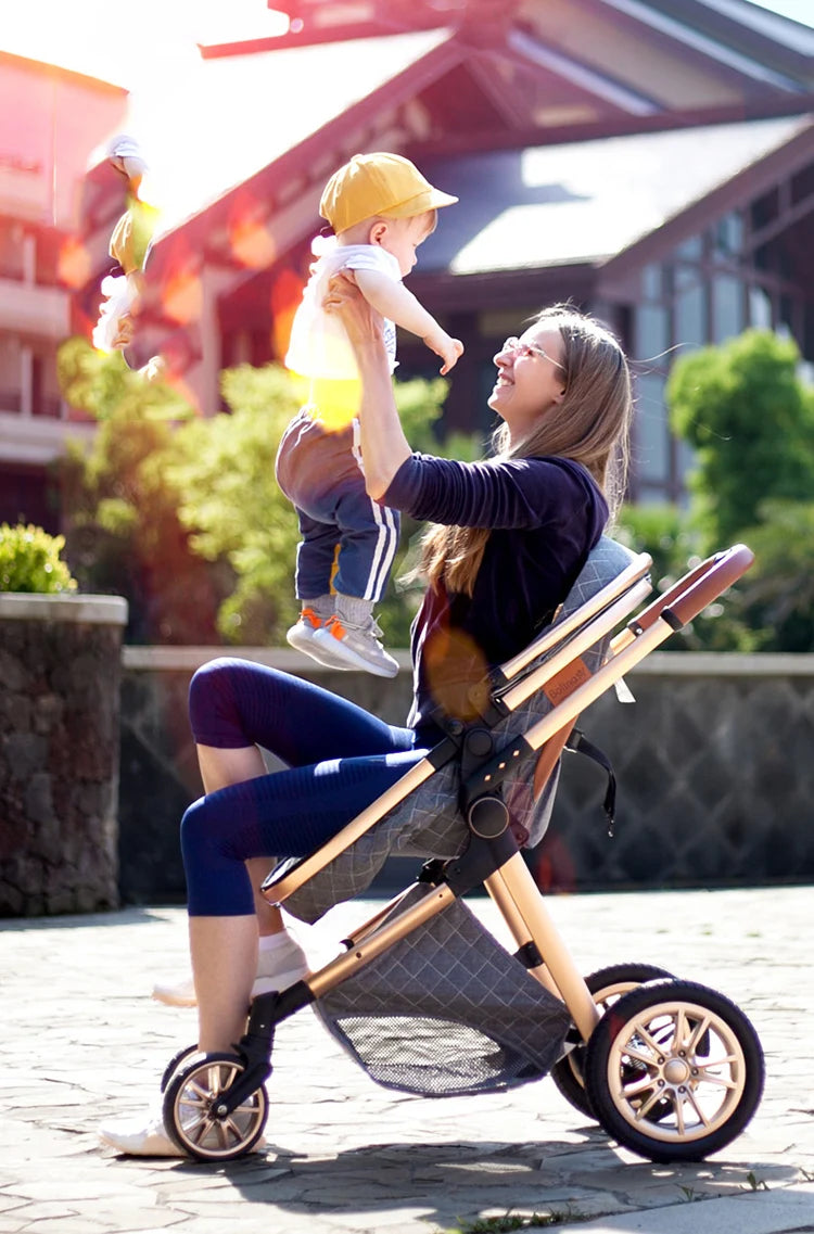 Luxury Baby Stroller 3 in 1 High Landscape Cart Can Sit Lie