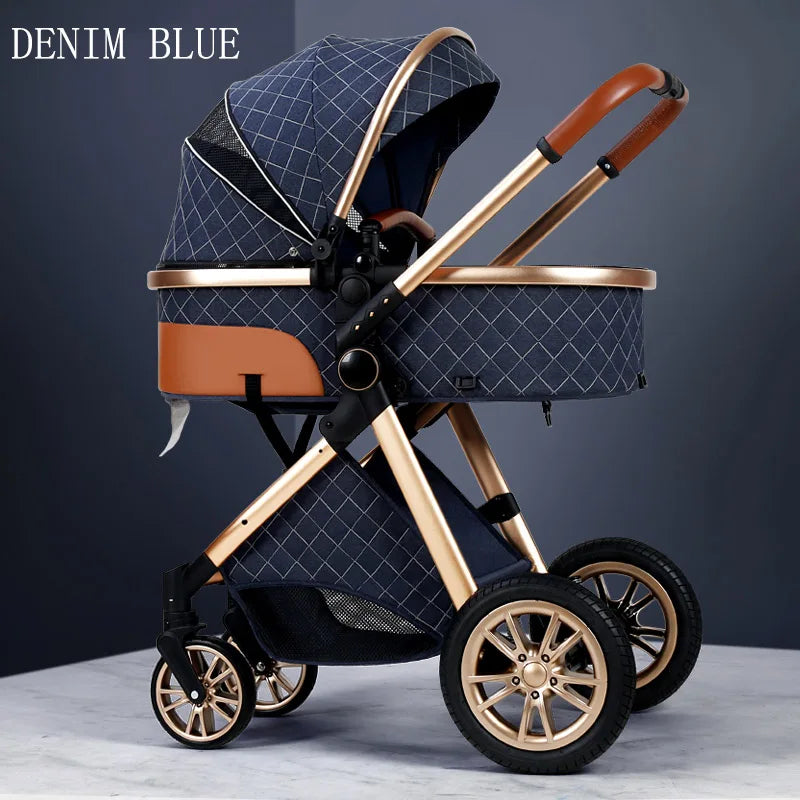 Luxury Baby Stroller 3 in 1 High Landscape Cart Can Sit Lie