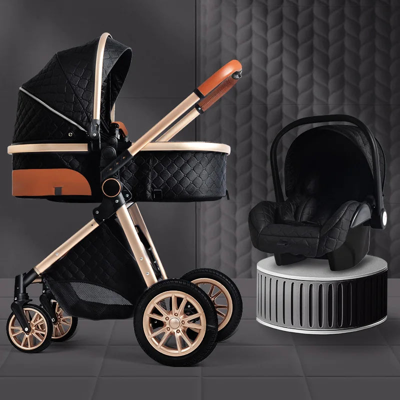 Luxury Baby Stroller 3 in 1 High Landscape Cart Can Sit Lie