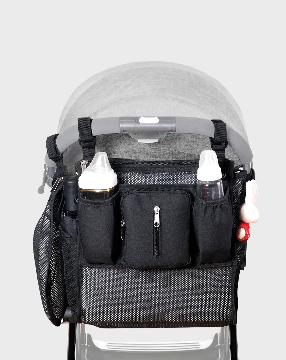 Sunveno Baby Stroller Organizer Bag Infant Pram Cart Storage Bag with Insulated Pockets and 7 Pockets for Stroller Accessories