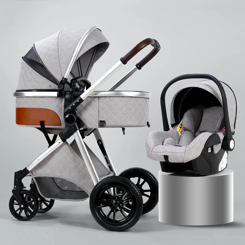 Luxury Baby Stroller 3 in 1 High Landscape Cart Can Sit Lie