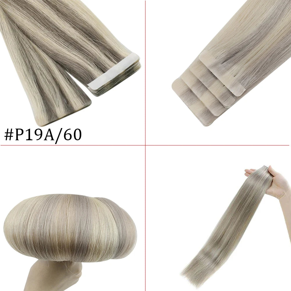 [12 Months] Ugeat Invisible Tape In Human Hair Extensions