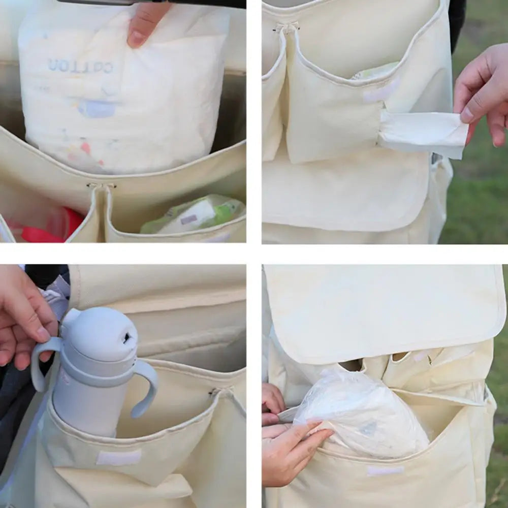 Toddler Stroller Bag Pram Organizer With Cup Holder Large Capacity Hangable Storage Pouch For Pram