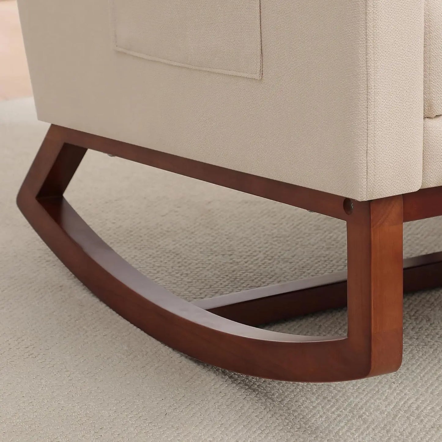 Rocking Chair Nursery with Foot Rest Wingback Nursery Rocking Chairs Teddy Nursing Glider Rocker Chair with Pillow and Adjustable Footrest