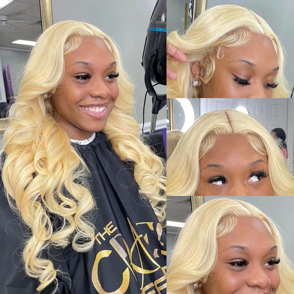 Blonde Body Wave Lace Front Wig HD Transparent 613 40 Inch