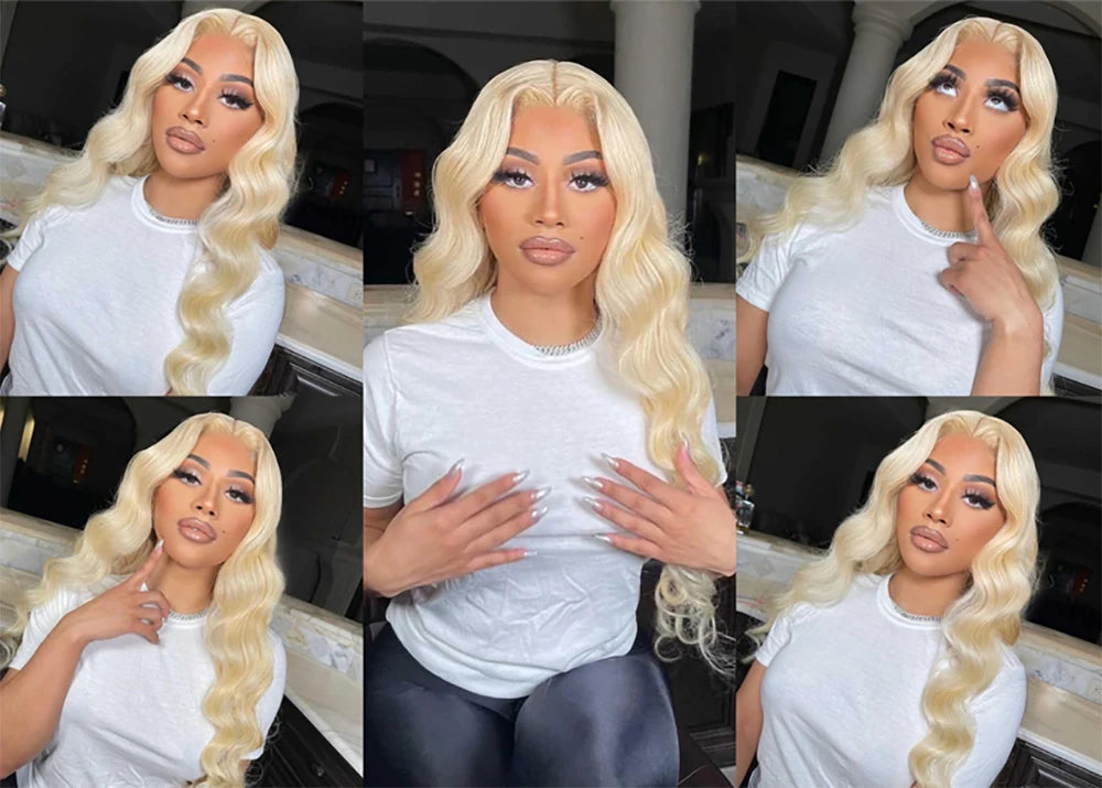 Blonde Body Wave Lace Front Wig HD Transparent 613 40 Inch