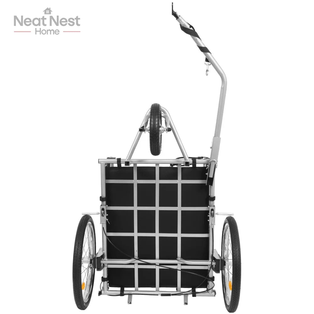 3-in-1 Heavy Duty Bike Cargo Trailer E-Bike Compatible Steel Frame Convertible Stroller and Pull Cart with Suspension Accessories