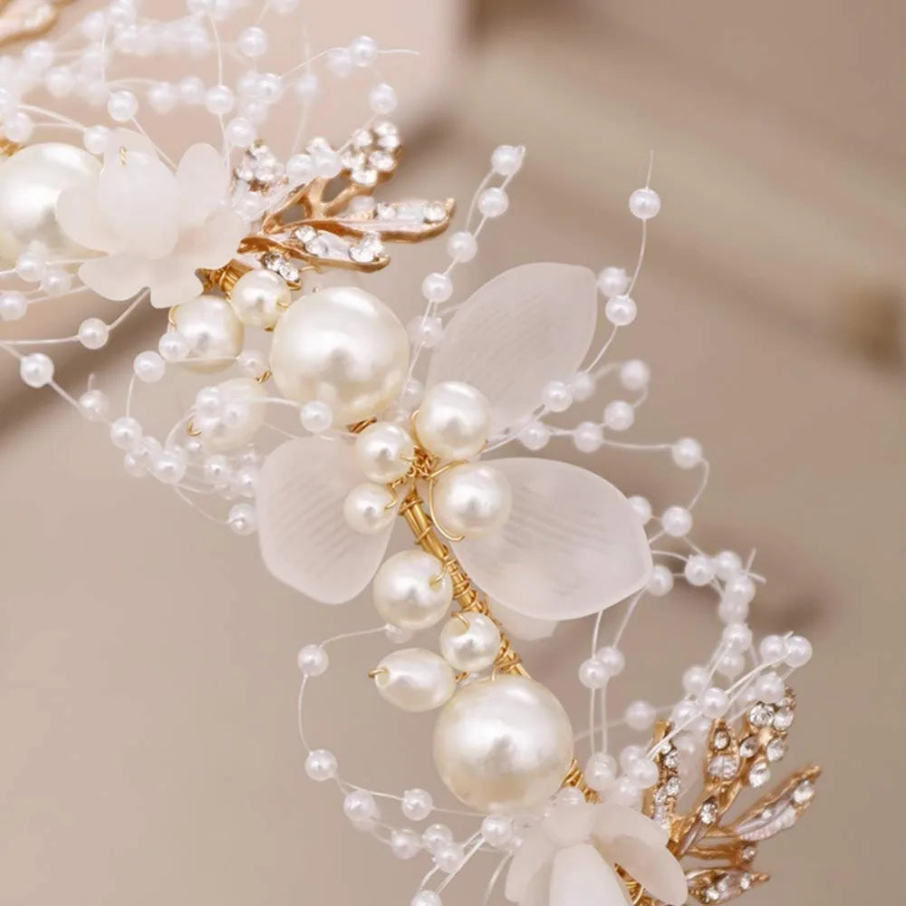 Headband Wedding Flower Girls Rhinestone Pearl Crystal Beads