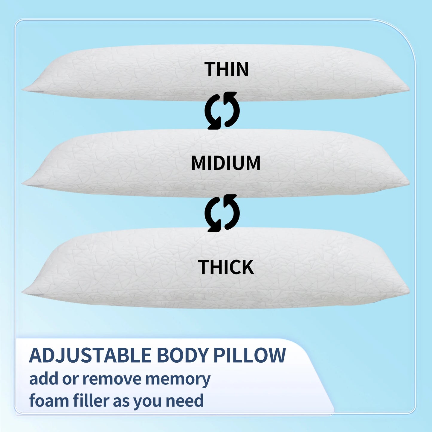 Memory Foam Body Pillow - Fluffy Body Pillows for Adults