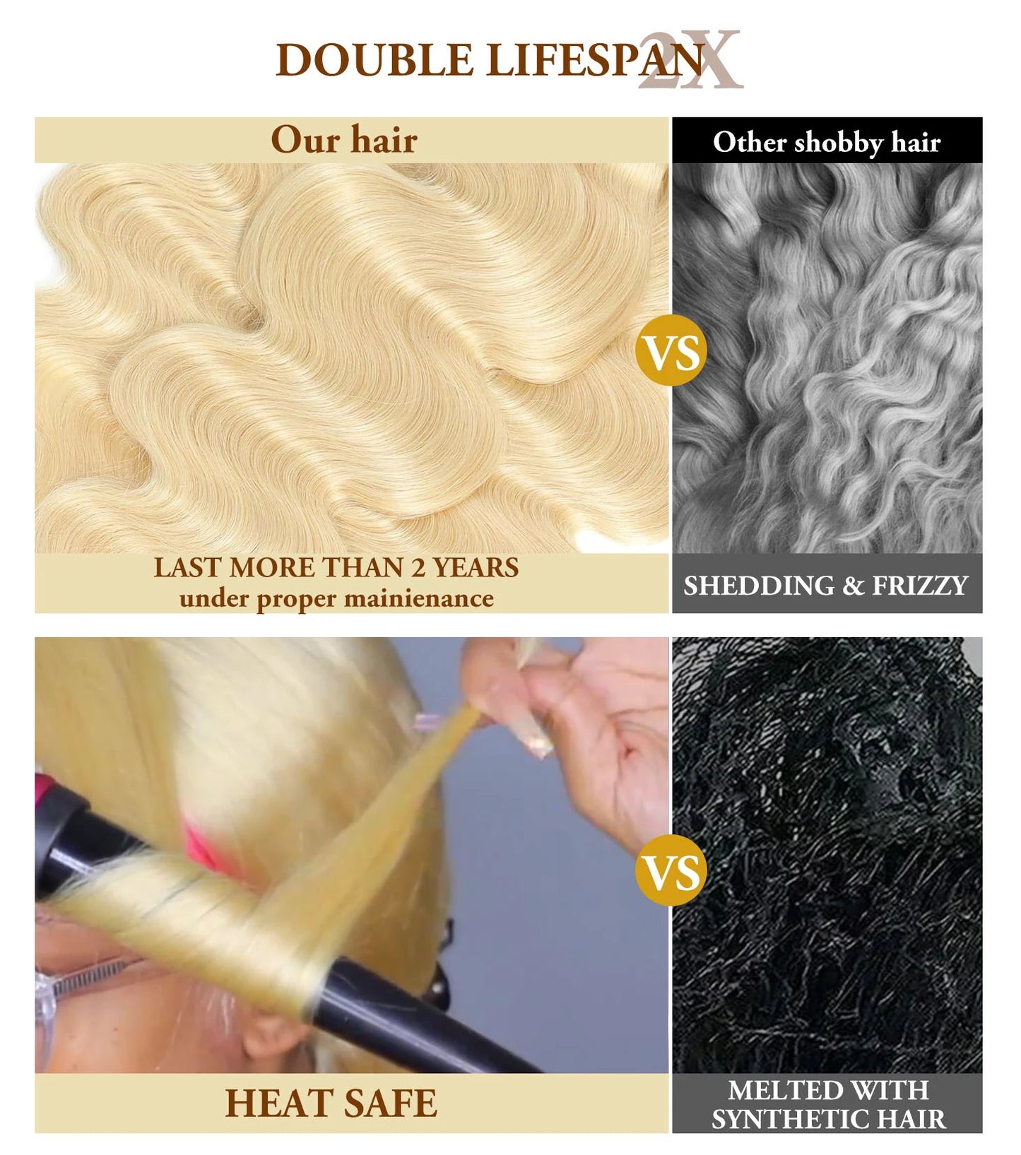 30 50Inch Colored Blonde 613 Body Wave Bundles Human Hair