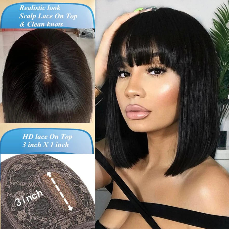 3X1 Middle Part Lace Wig Bob Wigs Bone Straight Human Hair
