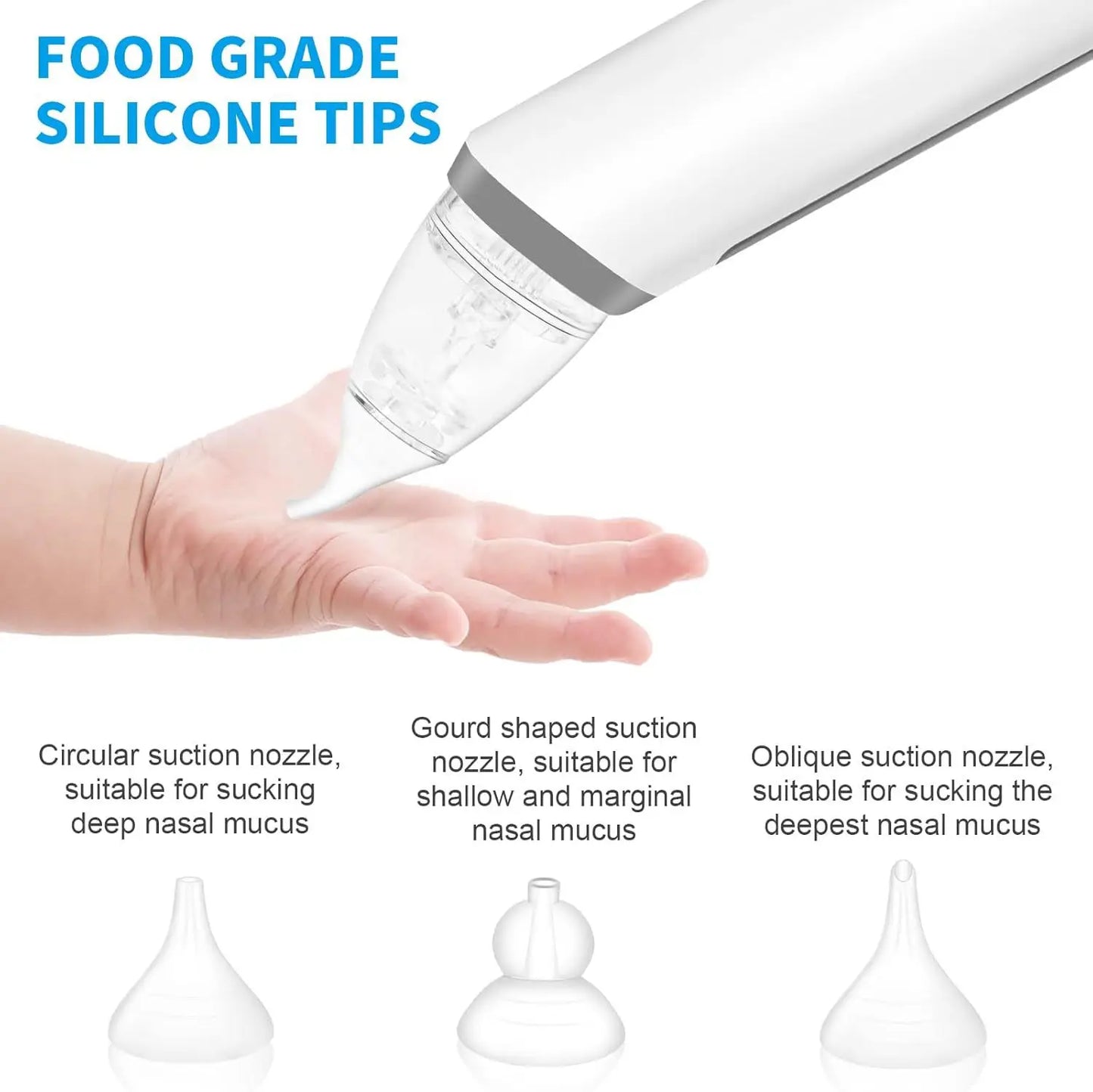 Baby Electric Nasal Aspirator Nose Suction Device with Food Grade Silicone Mouthpiece 3 Suction Modes