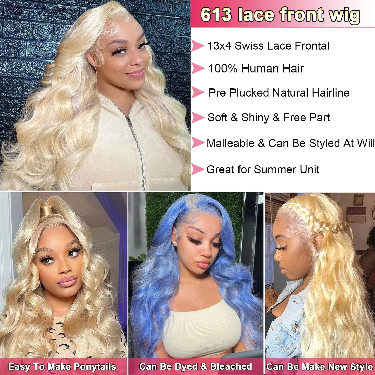 Body Wave 613 Hd Lace Frontal Wig 250 Density Honey Blonde