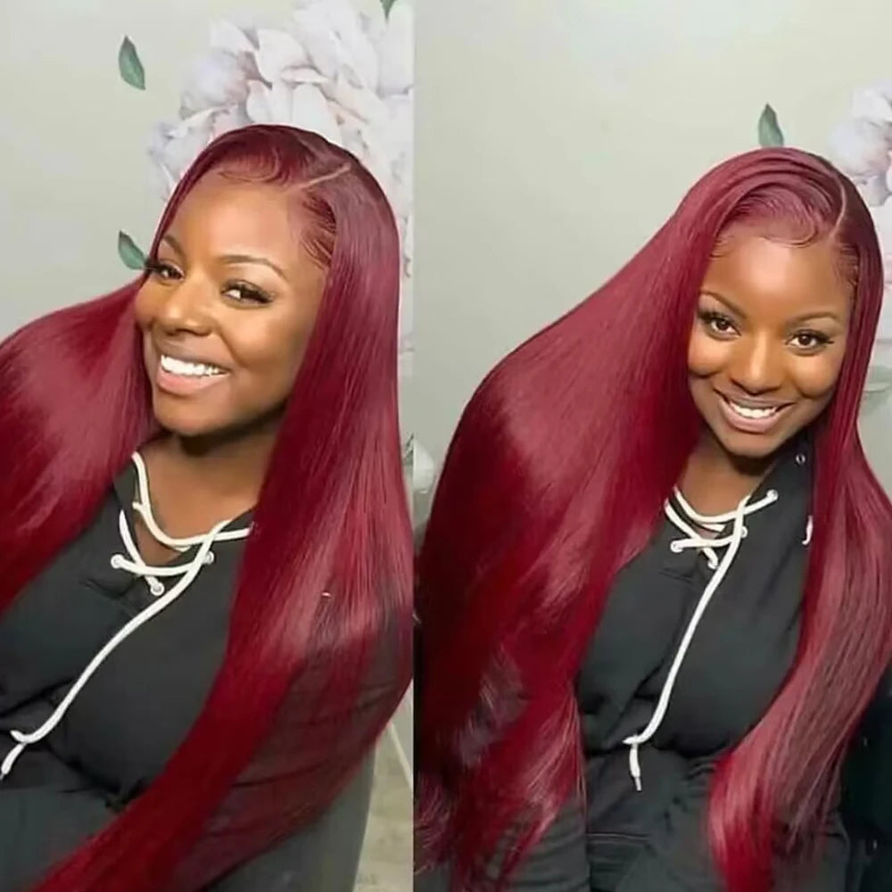 Burgundy 13x4 HD Lace Frontal Wig Straight 200% Human Hair