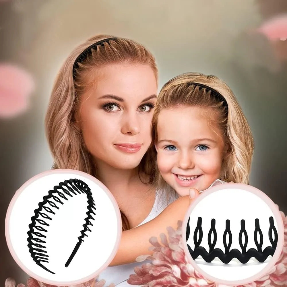 8 PCS Fashion No Slip Effortless Plastic Headbands Black