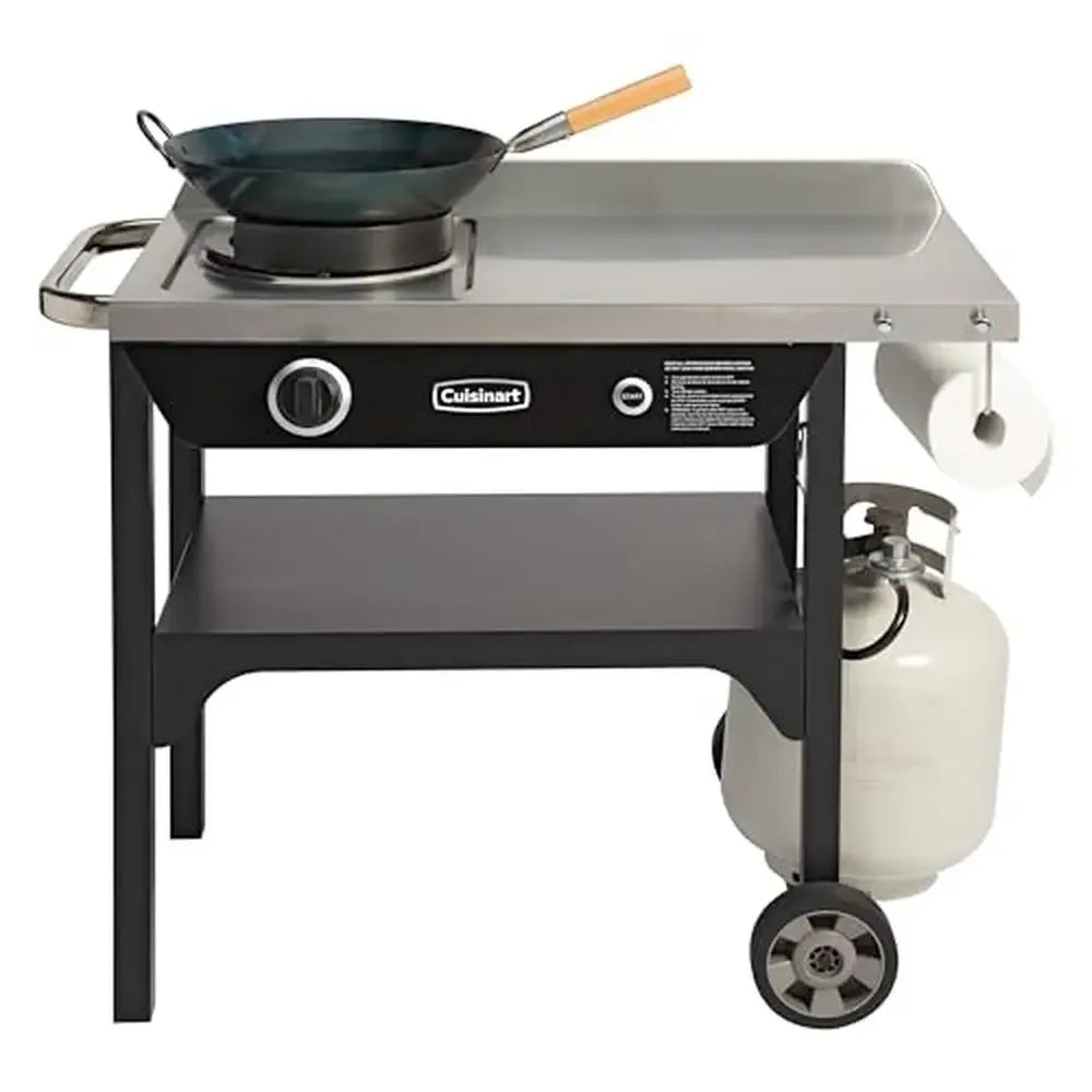 Outdoor Wok Station 50000 BTU Propane Burner 14 Inch Carbon Steel Wok Multi Functional Cooking Grill Stir Fry Sauté Boil Sear