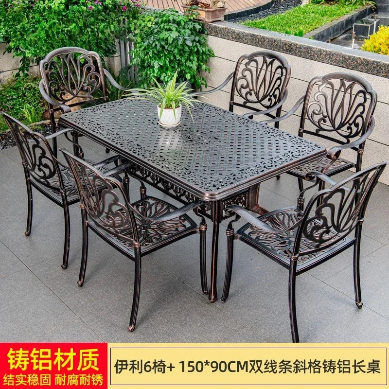 Waterproof Sunscreen Leisure Chairs Outdoor Metal Garden Furniture Set for Patio European Retro Style