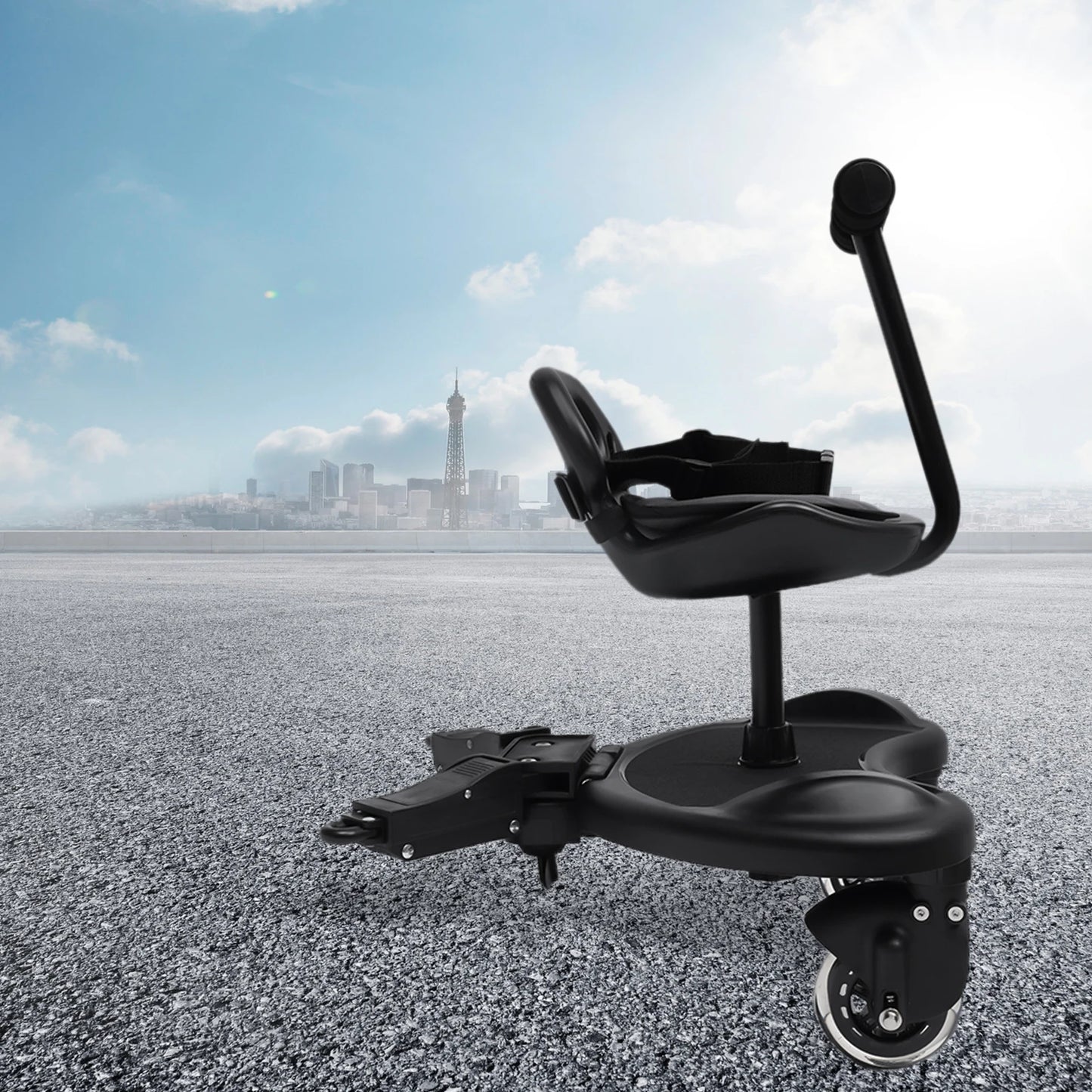 Universal 2-in-1 Stroller Board with Detachable Seat Buggy Board for 2 to 6 Year Olds Toddler Attachment Step Stand Ride-On Pedal