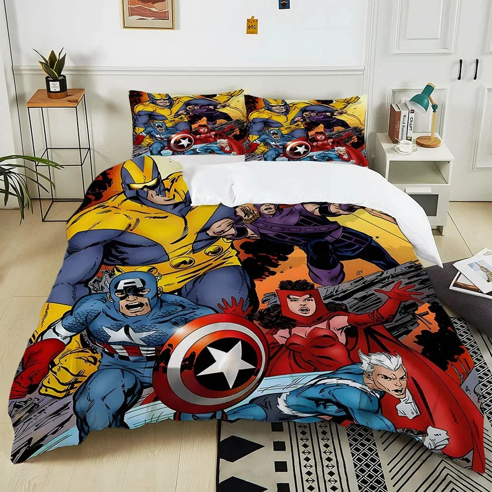 Marvel Bedding Set Superhero Cartoon Duvet Cover Pillow Case