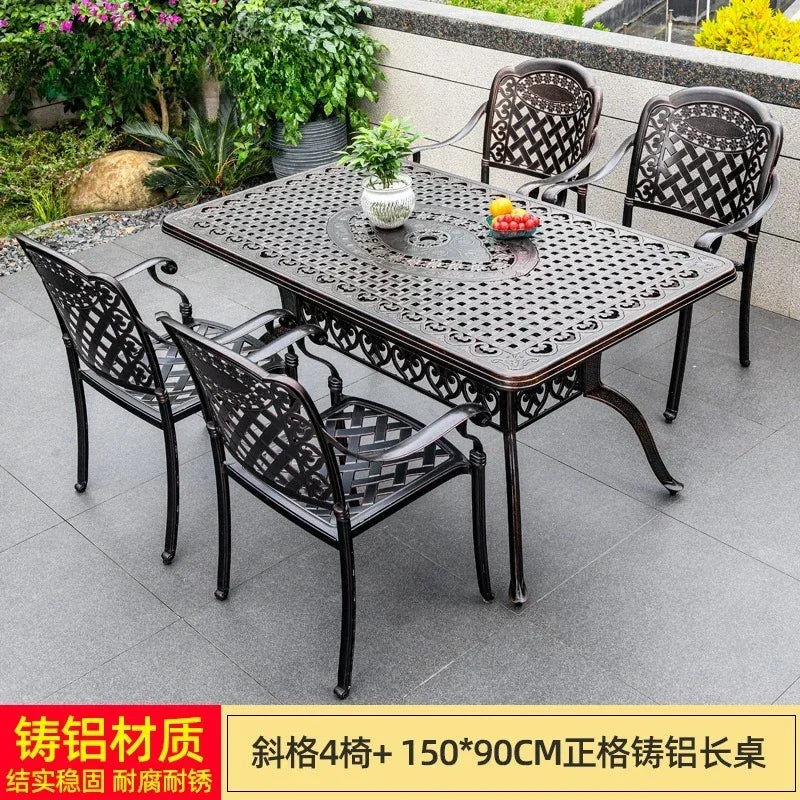 Waterproof Sunscreen Leisure Chairs Outdoor Metal Garden Furniture Set for Patio European Retro Style