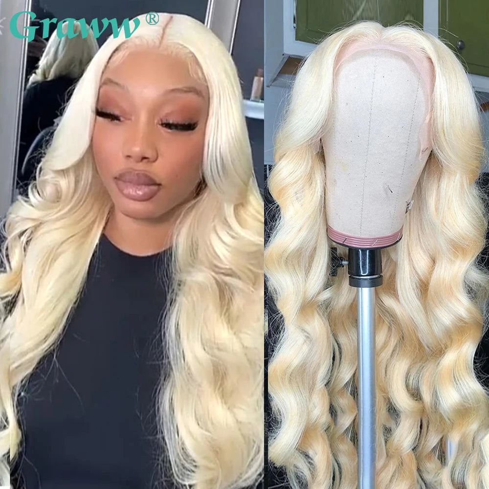 Blonde Body Wave Lace Front Wig HD Transparent 613 40 Inch