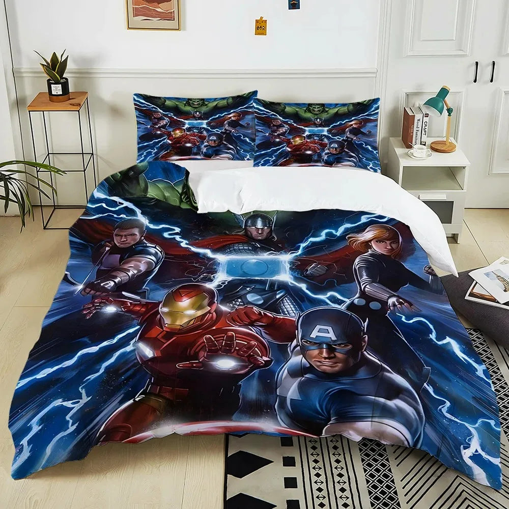 Marvel Bedding Set Superhero Cartoon Duvet Cover Pillow Case