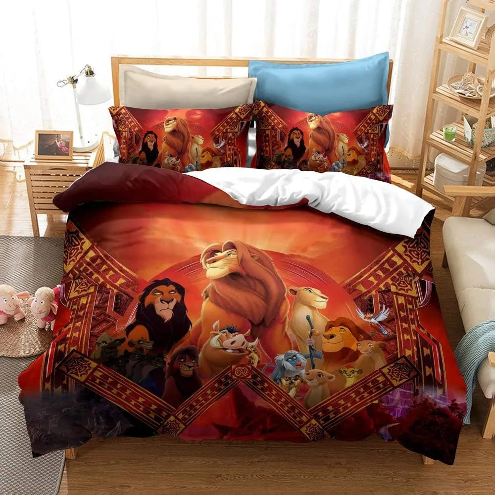Animation Simba Bedding Set Lion King Bedding Set for Boy Kids Single Twin Size Duvet Cover Kids Teen Gifts