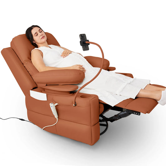 MAMAZING Electric Nursery Glider Recliner Breastfeeding Chair with USB Port Adjustable Armrests and Storage FSC Certified Mocha